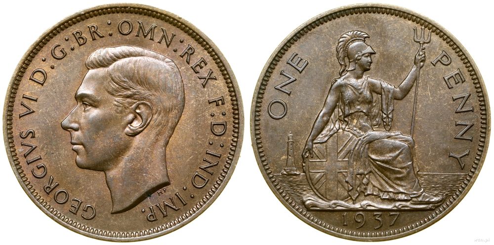 Wielka Brytania, 1 pens, 1937