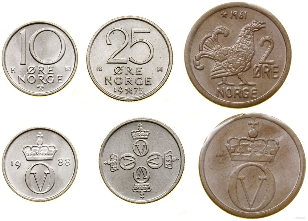 Norwegia, zestaw 3 monet