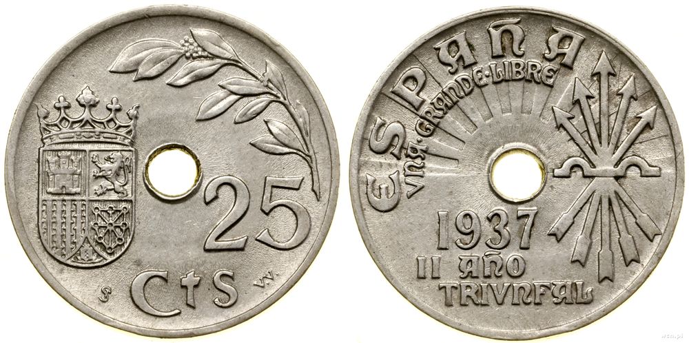 Hiszpania, 25 centymów, 1937