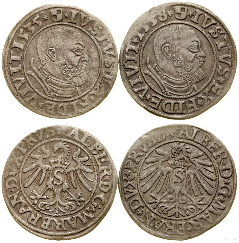 Prusy Książęce (1525–1657), zestaw 2 x grosz, 1535 (PRVS), 1538 (PRVSS)