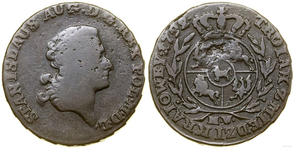 Polska, trojak z miedzi krajowej, 1792 MW