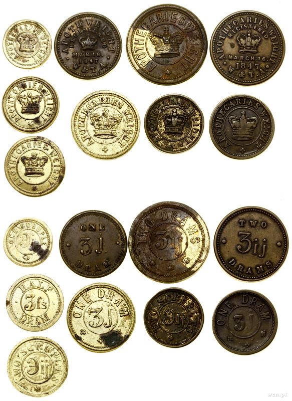 pozostałe, zestaw aptecznych odważników