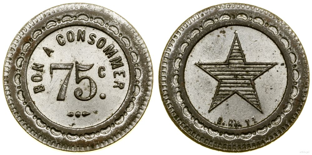Francja, trade token wartości 75 centimes, bez daty (XX w.)