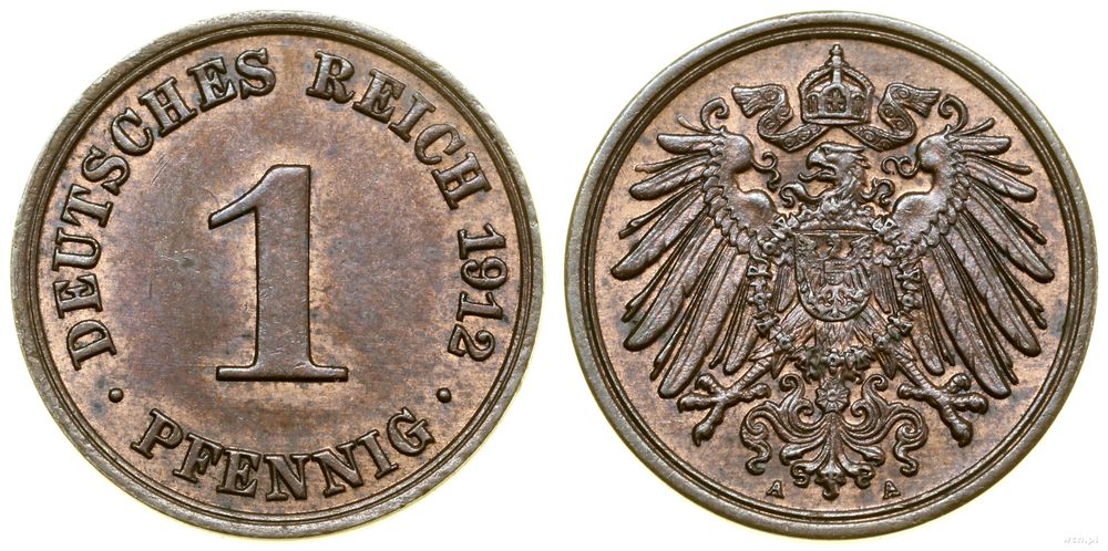 Cesarstwo Niemieckie, 1 fenig, 1912 A