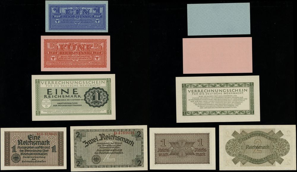 Niemcy, zestaw 7 banknotów, 1939–1945