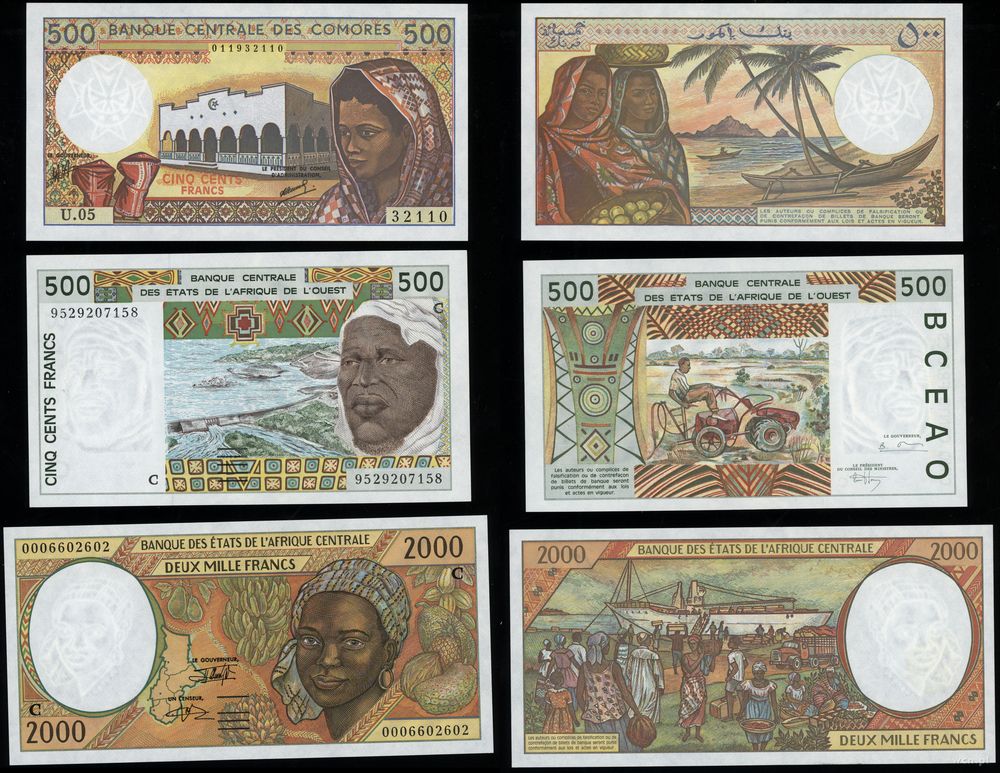 zestaw różnych banknotów, zestaw 3 banknotów, 1984–2004