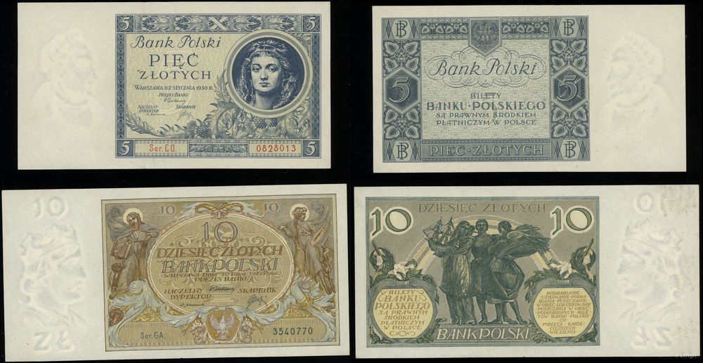 Polska, zestaw 2 banknotów, 1929–1930