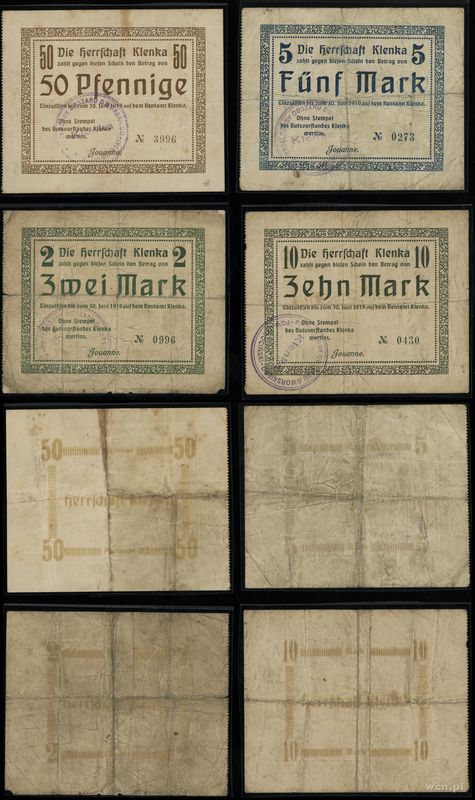 Wielkopolska, zestaw 4 banknotów, 1919