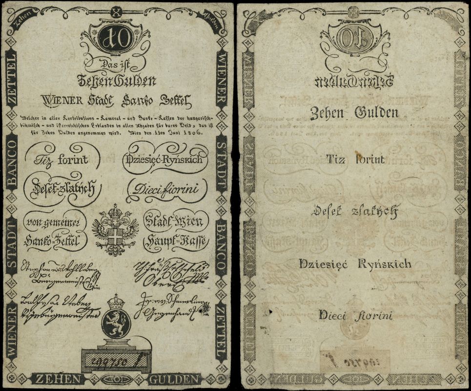 Austria, 10 guldenów (10 ryńskich), 1.06.1806