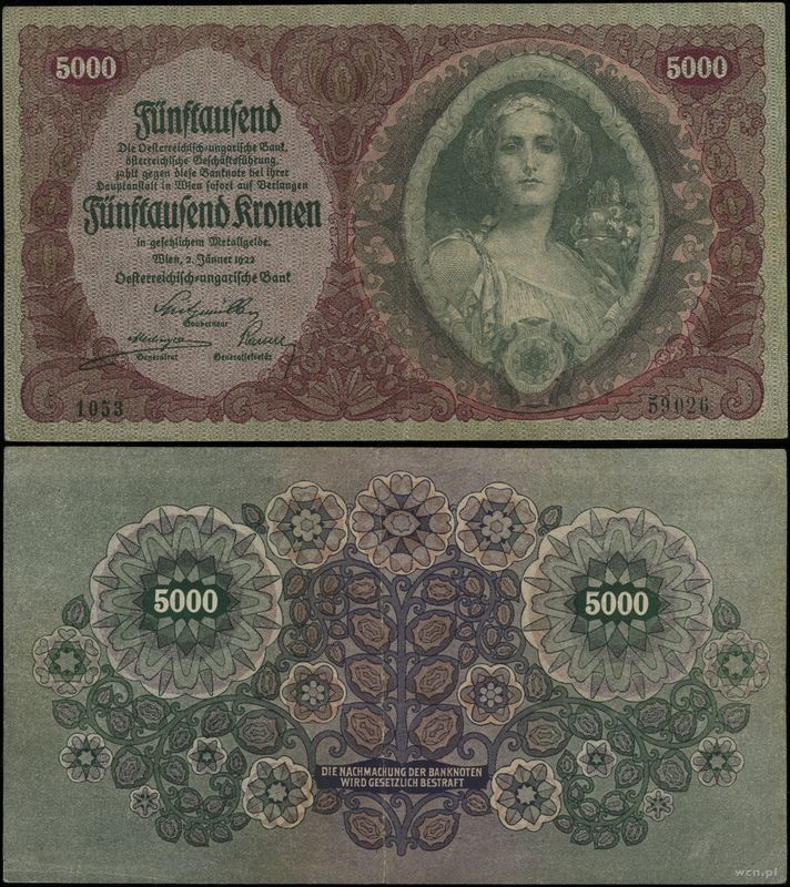Austria, 5.000 koron, 2.01.1922