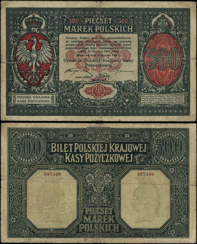 Polska, 500 marek polskich, 15.01.1919