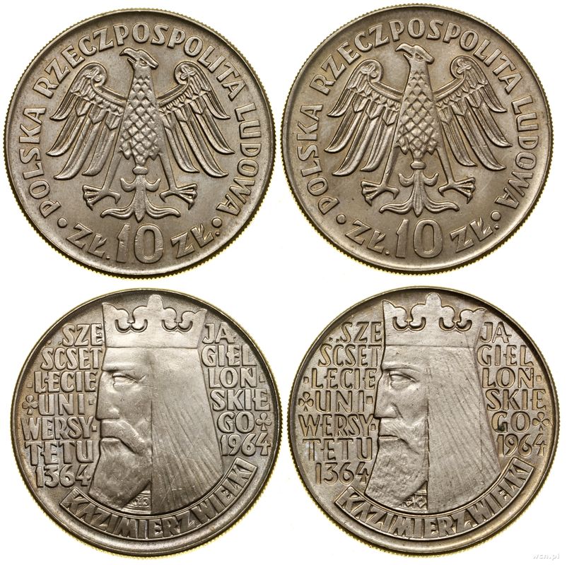 Polska, zestaw: 2 x 10 złotych, 1964
