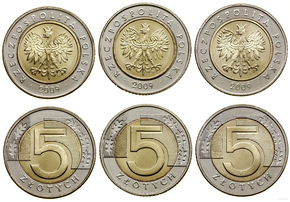 Polska, zestaw: 3 x 5 złotych, 2009