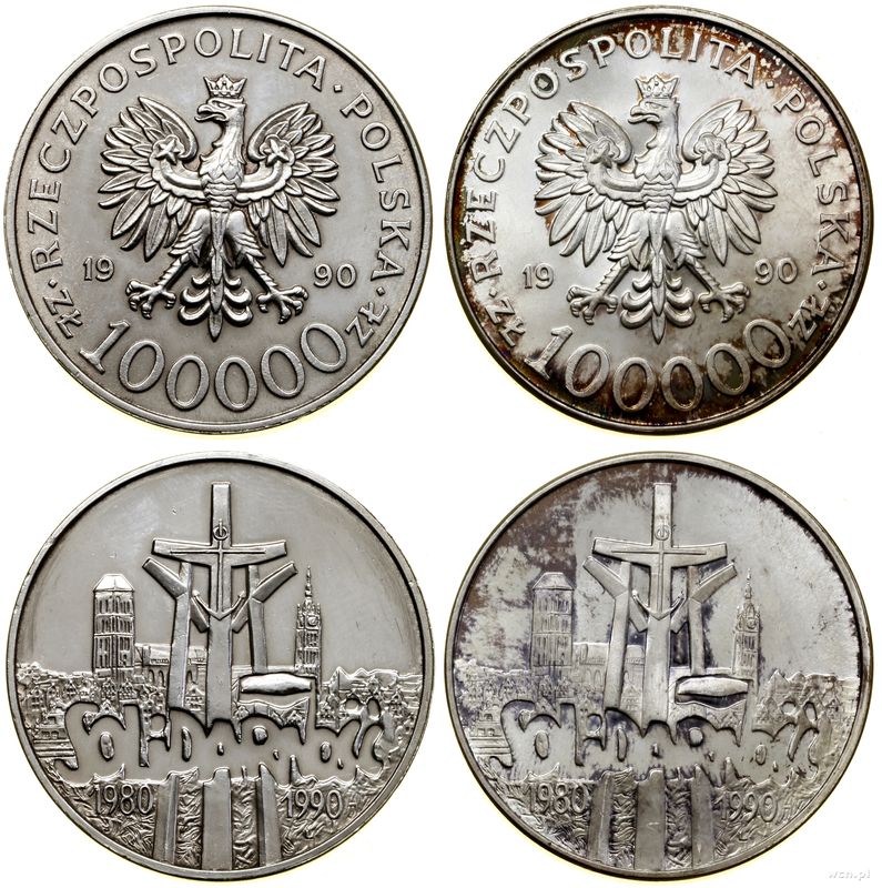 Polska, zestaw: 2 x 100.000 złotych, 1990