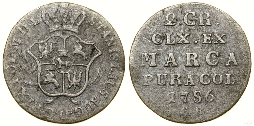 Polska, półzłotek (2 grosze), 1786 EB
