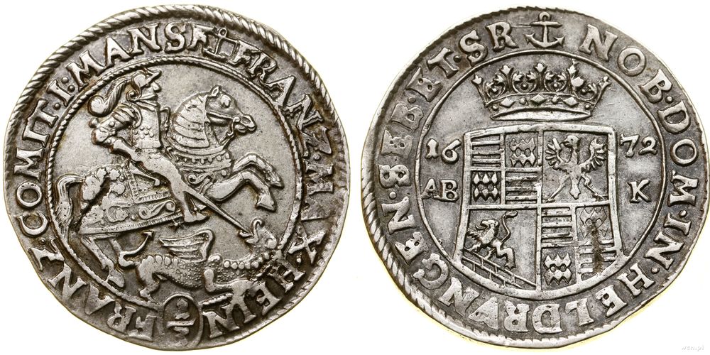 Niemcy, 1/3 talara ( 1/2 guldena ), 1672 AB-K