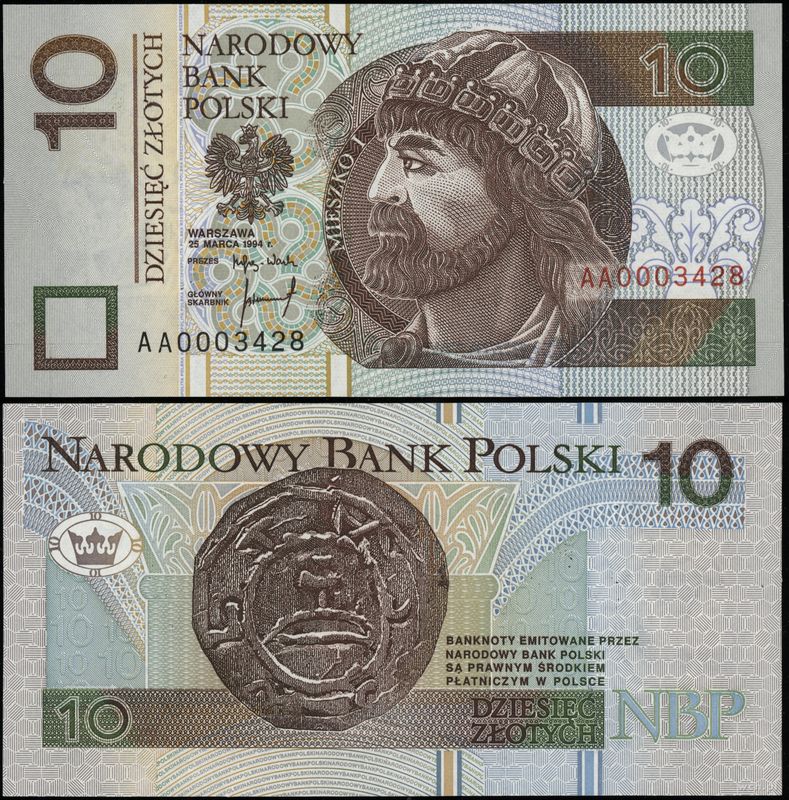 Polska, 10 złotych, 25.03.1994