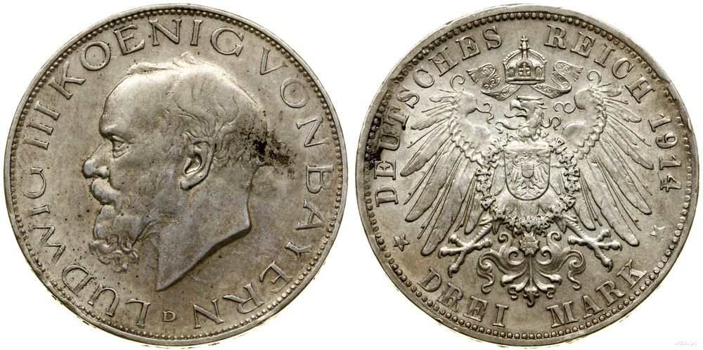 Niemcy, 3 marki, 1914 D