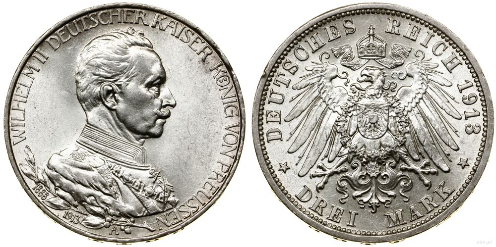 Niemcy, 3 marki, 1913 A