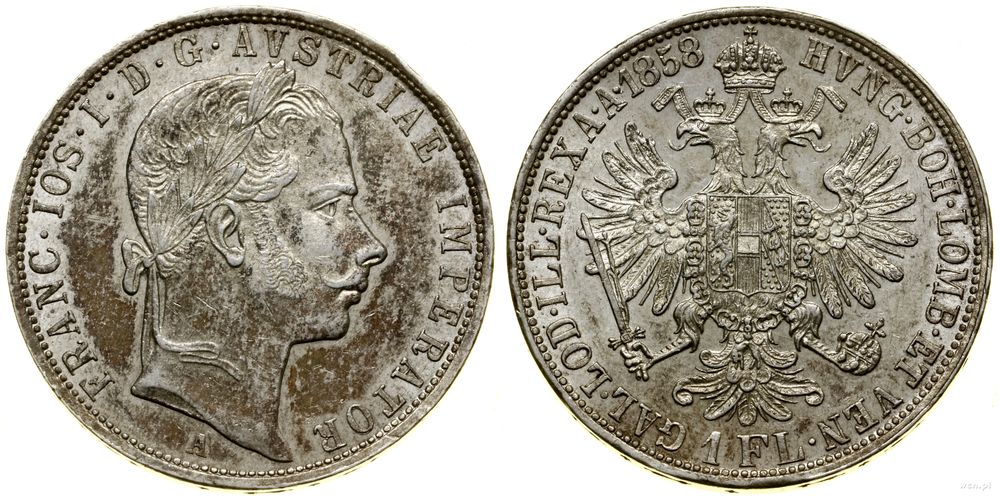 Austria, floren, 1858 A
