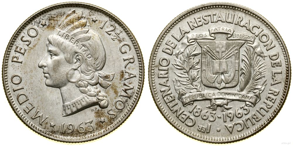 Dominikana, 1/2 peso, 1963