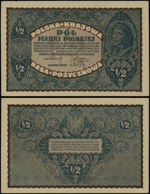 Polska, 1/2 marki polskiej, 7.02.1920