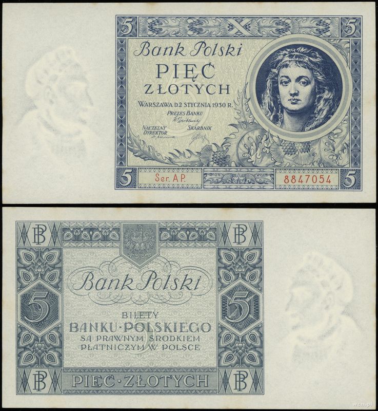 Polska, 5 złotych, 2.01.1930