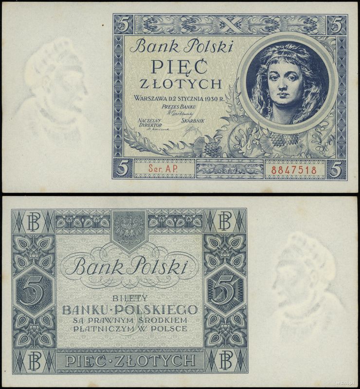 Polska, 5 złotych, 2.01.1930