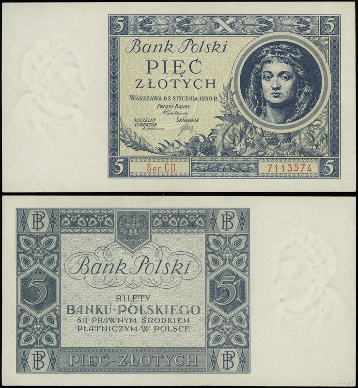Polska, 5 złotych, 2.01.1930