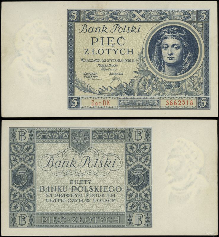 Polska, 5 złotych, 2.01.1930