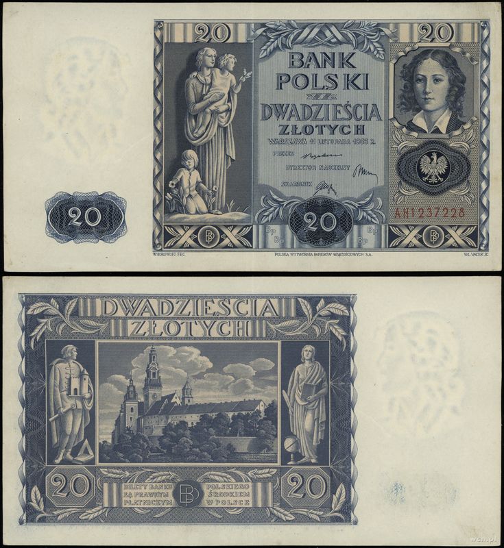 Polska, 20 złotych, 11.11.1936