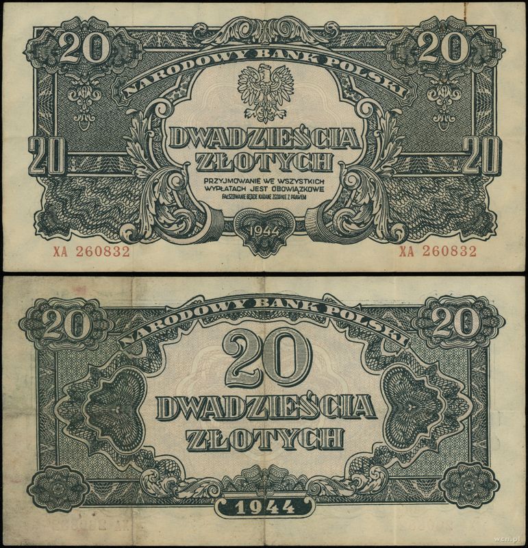 Polska, 20 złotych, 1944