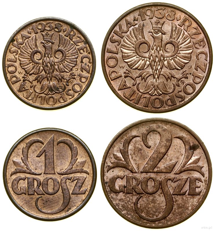 Polska, lot 2 monet, 1938