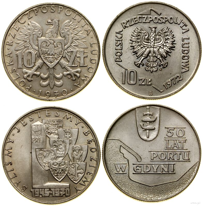 Polska, zestaw: 2 x 10 złotych, 1970 i 1972