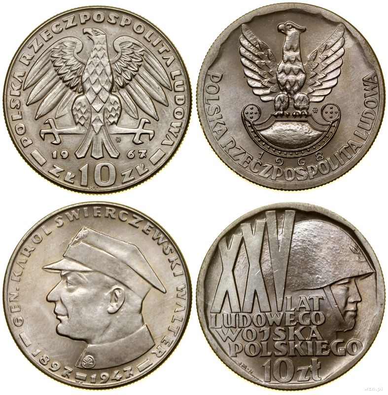 Polska, zestaw: 2 x 10 złotych, 1967, 1968