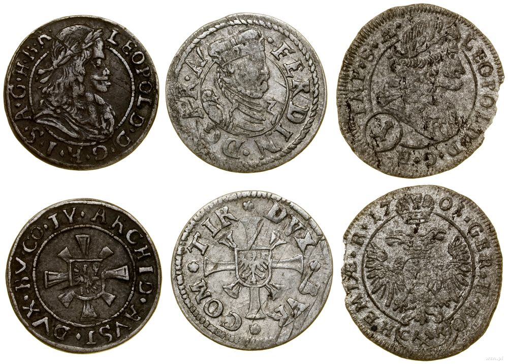 Austria, zestaw 3 x 1 krajcar