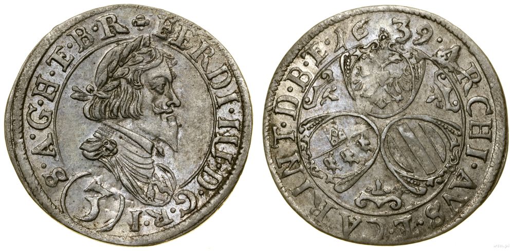 Austria, 3 krajcary, 1639