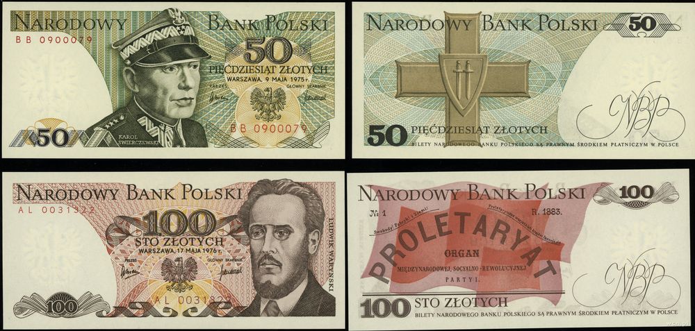 Polska, zestaw: 50 i 100 złotych, 1975–1976