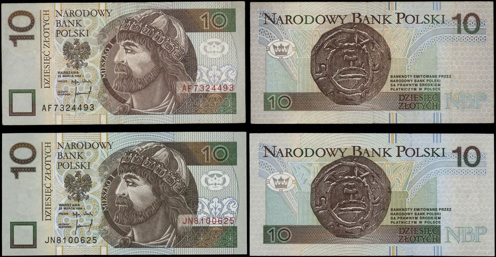 Polska, zestaw: 2 x 10 złotych, 25.03.1994