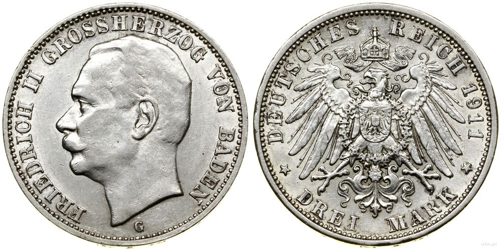 Niemcy, 3 marki, 1911 G