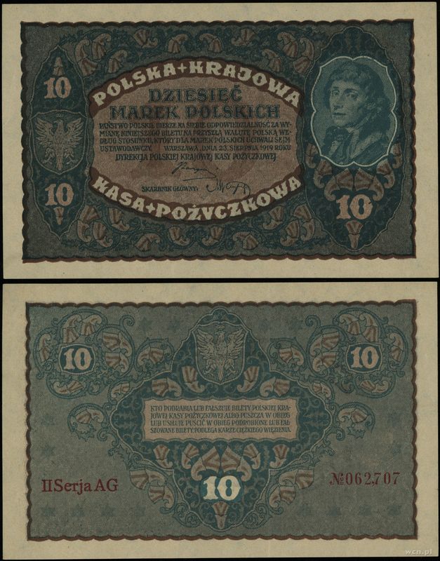 Polska, 10 marek polskich, 23.08.1919