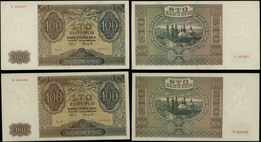 Polska, zestaw: 2 x 100 złotych, 1.08.1941