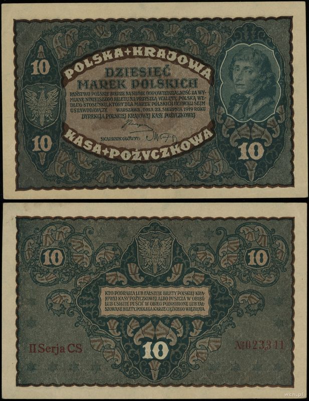 Polska, 10 marek polskich, 23.08.1919