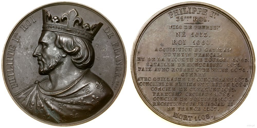 Francja, medal z serii władcy Francji – Filip I, 1838