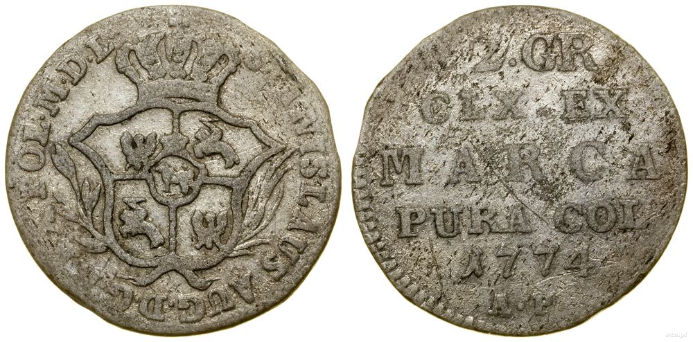 Polska, półzłotek (2 grosze), 1774 AP