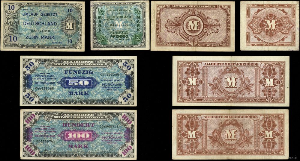 Niemcy, zestaw 4 banknotów, 1944