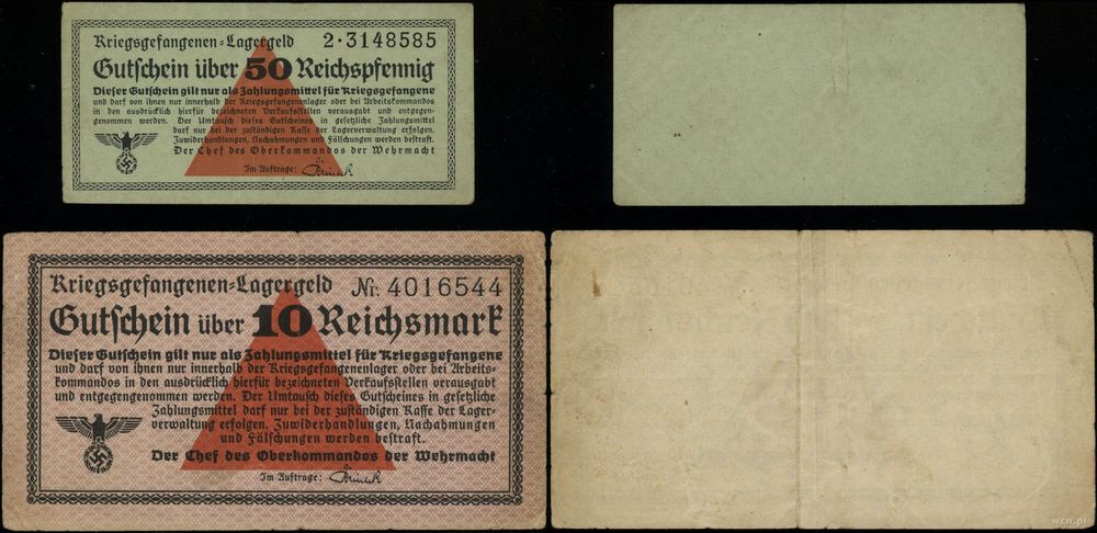 Kriegsgefangen Lagergeld (1939–1945), zestaw 2 banknotów, bez daty