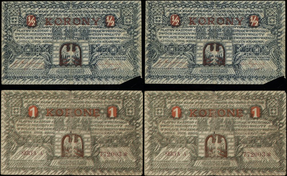 Galicja, zestaw: 1/2 korony i 1 korona, 1919
