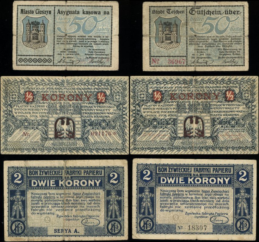 banknoty zastępcze, zestaw 3 banknotów