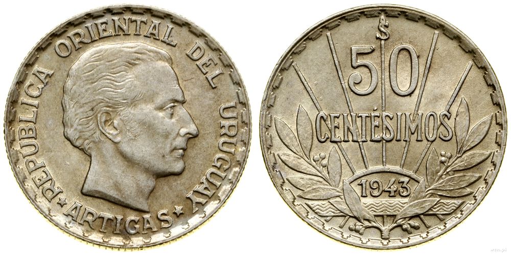 Urugwaj, 50 centesimos, 1943